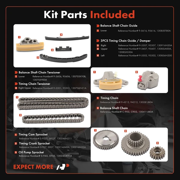 11 Pcs Engine Timing Chain Kit for Nissan Sentra 2007-2012 2.5L