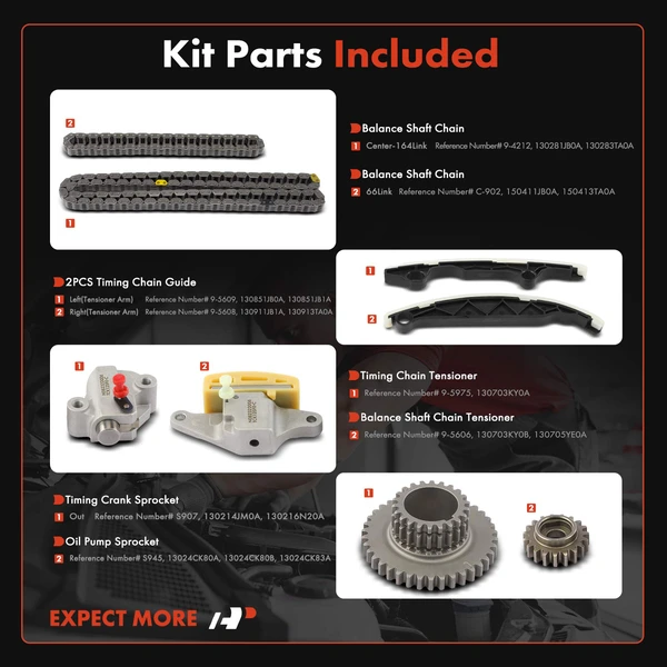 8 Pcs Engine Timing Chain Kit for Nissan Altima 2014-2018 Rogue INFINITI L4 2.5L