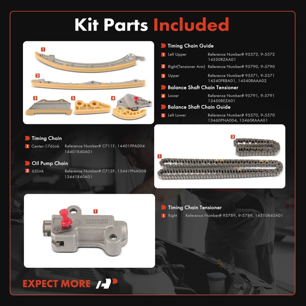 8 Pcs Engine Timing Chain Kit for Honda Civic 2012-2015 Crosstour Acura L4 2.4L