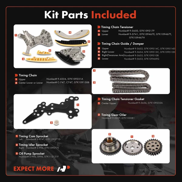 13 Pcs Engine Timing Chain Kit for Volkswagen Beetle Golf Jetta Passat Rabbit