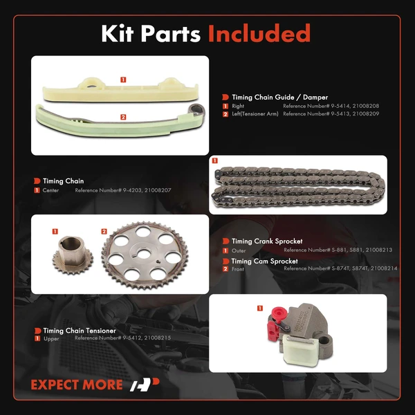 6 Pcs Engine Timing Chain Kit for Saturn SC1 SL SL1 1999-2002 SW1 1999 L4 1.9L
