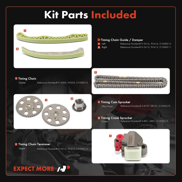 7 Pcs Engine Timing Chain Kit for Saturn SC2 SL2 1999-2002 SW2 1999-2001 1.9L