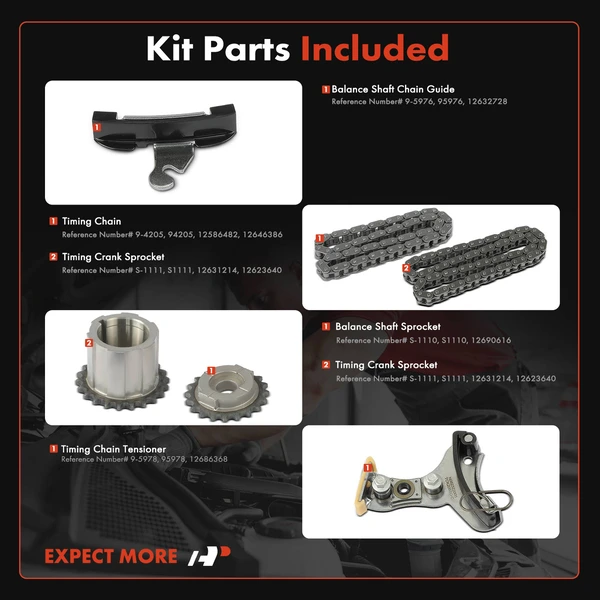 6 Pcs Engine Timing Chain Kit for Chevy Silverado 1500 GMC Sierra 1500 V6 4.3L