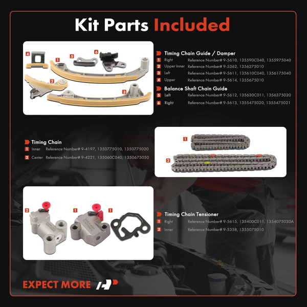 10 Pcs Engine Timing Chain Kit for Toyota 4Runner 2010 Tacoma 2005-2020 L4 2.7L