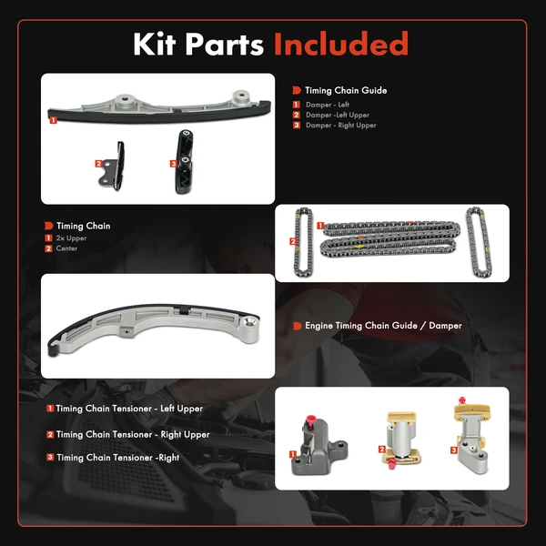 10 Pcs Engine Timing Chain Kit for Ford Fusion Edge Taurus Mazda 6 CX-9 Lincoln MKZ