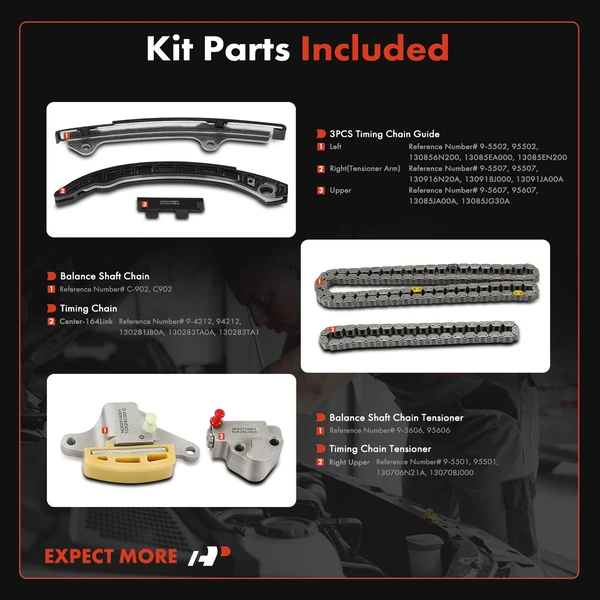 7 Pcs Engine Timing Chain Kit for Nissan Altima 2007-2009 Frontier 2005-2016