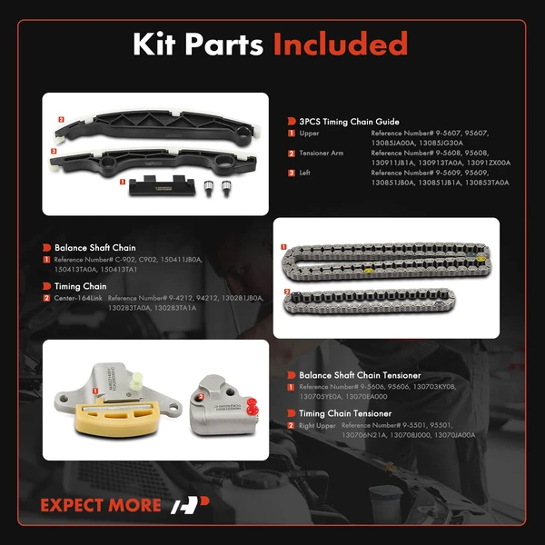 7 Pcs Engine Timing Chain Kit for Nissan Altima 2010-2013 Rogue Rogue Select