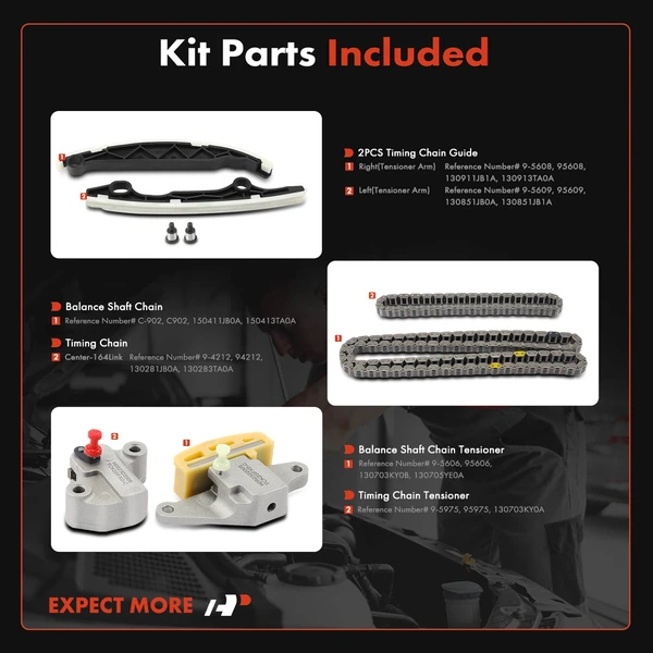 6 Pcs Engine Timing Chain Kit for INFINITI QX60 2014-2017 Nissan Altima Rogue