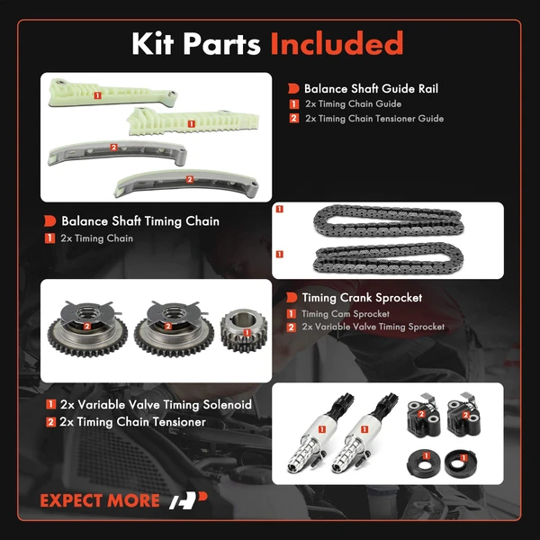 13 Pcs Engine Timing Chain Kit for Ford F-150 2009-2010 Explorer 2006-2010 Mustang