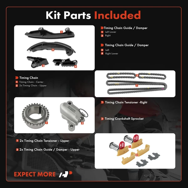 13 Pcs Engine Timing Chain Kit for Ford F-150 Explorer Transit-150 250 V6 3.3L 3.5L