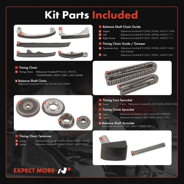 13 Pcs Engine Timing Chain Kit for Dodge Caravan Challenger Mazda B2600 Chrysler