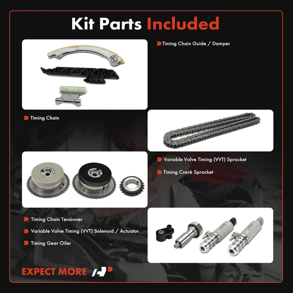 11 Pcs Engine Timing Chain Kit for Chevrolet Equinox Buick GMC Pontiac Saab Saturn