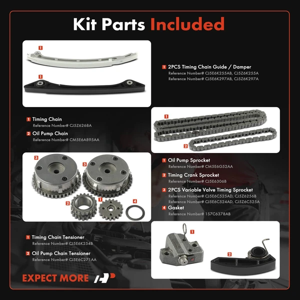 11 Pcs Engine Timing Chain Kit for Volvo S60 2012-2014 S80 2012-2013 L4 2.0L