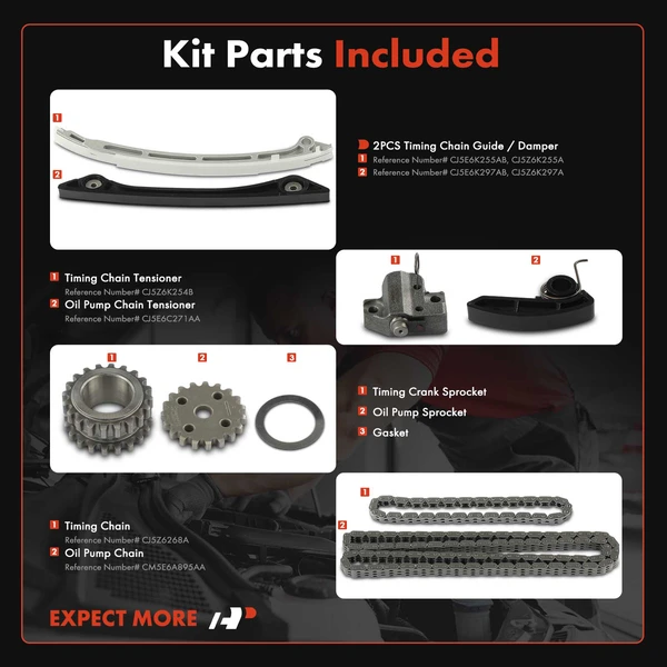 9 Pcs Engine Timing Chain Kit for Volvo S60 2012-2014 S80 2012-2013 L4 2.0L DOHC