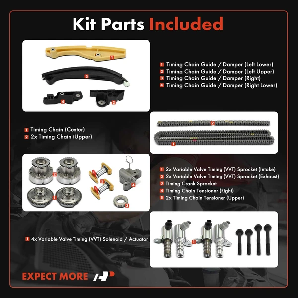 21 Pcs Timing Chain & Component Kit for Ford F-150 2011-2013 V6 3.5L