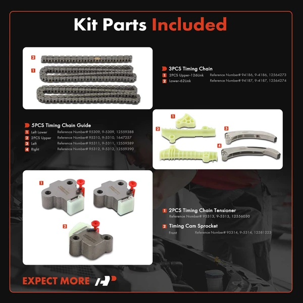 11 Pcs Engine Timing Chain Kit for Cadillac SRX 04-09 Buick Lucerne Oldsmobile