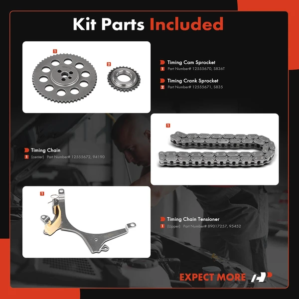 4 Pcs Engine Timing Chain Kit for Chevrolet Silverado 1500 Astro GMC Jimmy V6 4.3L