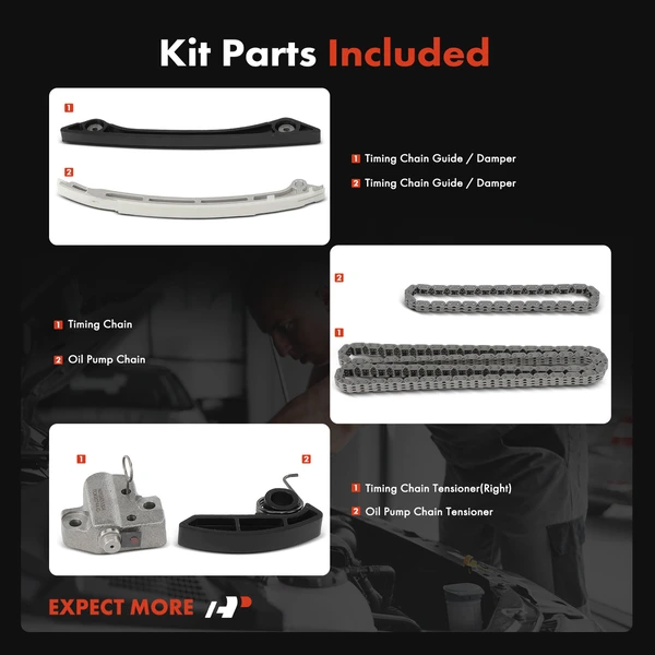 6 Pcs Engine Timing Chain Kit for Ford Escape Explorer Mustang Lincoln MKC MKT MKZ