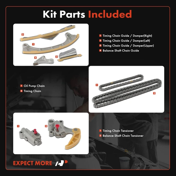 8 Pcs Engine Timing Chain Kit for Honda Accord 2013-2017 CR-V Acura ILX TLX L4 2.4L