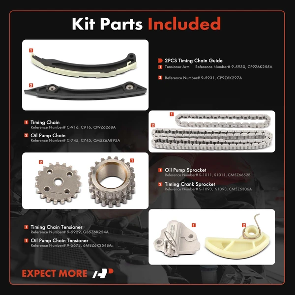 8 Pcs Engine Timing Chain Kit for Ford EcoSport 2018-2020 Transit Connect