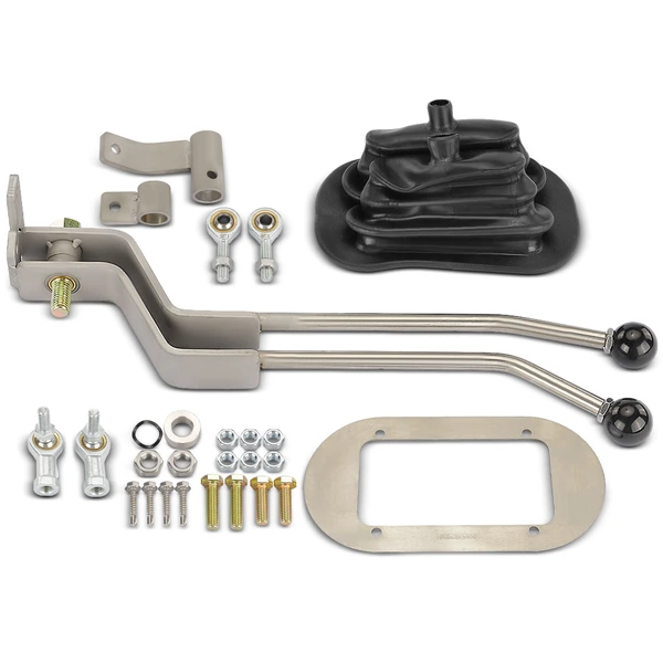 Transfer Case Shifter for NP205 GM Stainless Twin-Stick Shifter With Boot