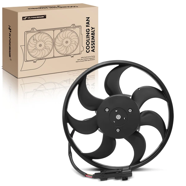 Right Radiator Cooling Fan Assembly with Brushless Motor for 2004-2010 Volkswagen Touareg