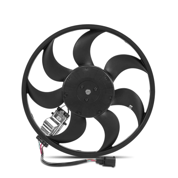 Passenger Radiator Cooling Fan Assembly with Control Unit for Audi Q7 VW 4-Pin