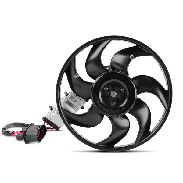 Driver Radiator Cooling Fan Assembly with Control Unit for Audi Q7 VW Touareg