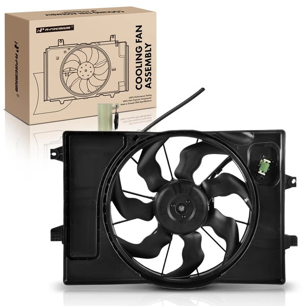 Single Radiator Fan Assembly with Coolant Overflow Recovery for Hyundai Elantra