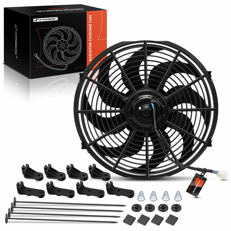14 Inch Universal Electric Radiator Cooling Fan & Mounting Kit 12V 90W