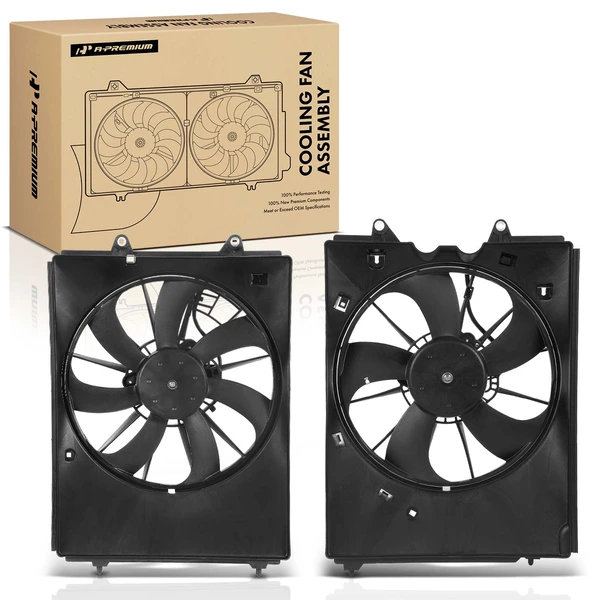 2 Pcs Driver & Passenger Auxiliary and AC Condenser Fan Assy for Honda Passport Acura