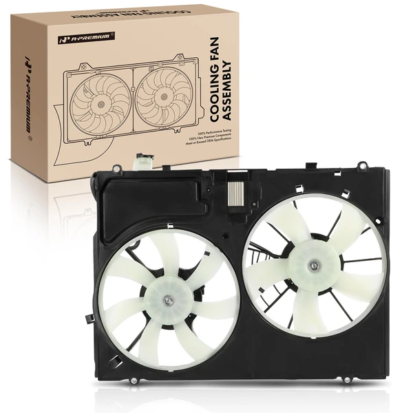 Dual Radiator Fan Assembly with Control Module & Reservoir for Toyota Sienna 07-10