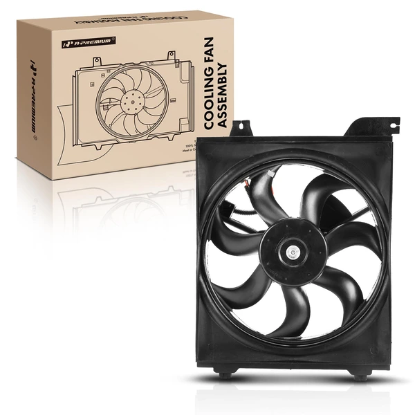 Single AC Condenser Fan with Shroud & Motor Assembly for Kia Rio 2006-2011