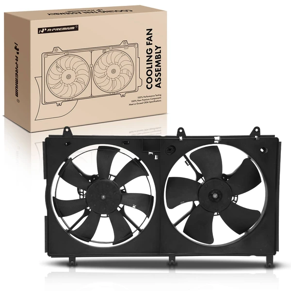 Radiator Dual Cooling Fan Assembly with Shroud for Mitsubishi Galant 04-12 L4 2.4L