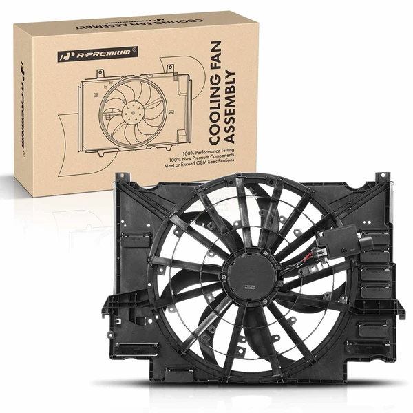 Radiator Cooling Fan Assembly with Shroud for Jaguar XE 2017-2019 XF 2.0L 3.0L