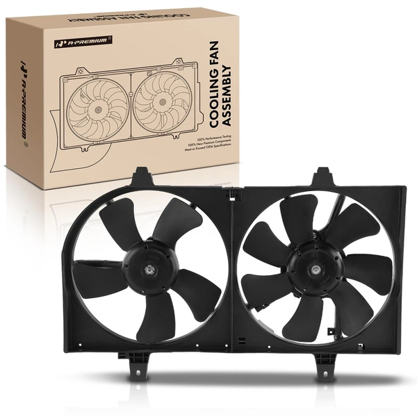 Dual Engine Radiator Cooling Fan Assembly with Shroud for Nissan Sentra 02-06 1.8L