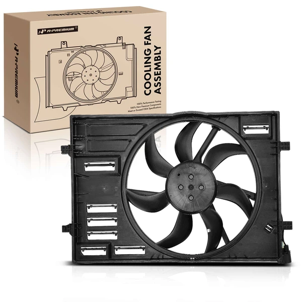 Radiator Cooling Fan Assembly with brushless motor for Audi A3 15-20 Volkswagen Golf Jetta