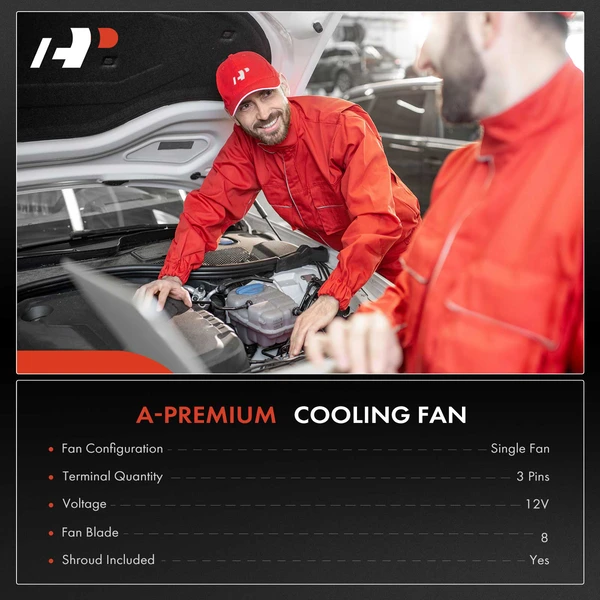 Left Radiator Fan Assembly with Shroud & Controller for Ford Focus 2015-2018