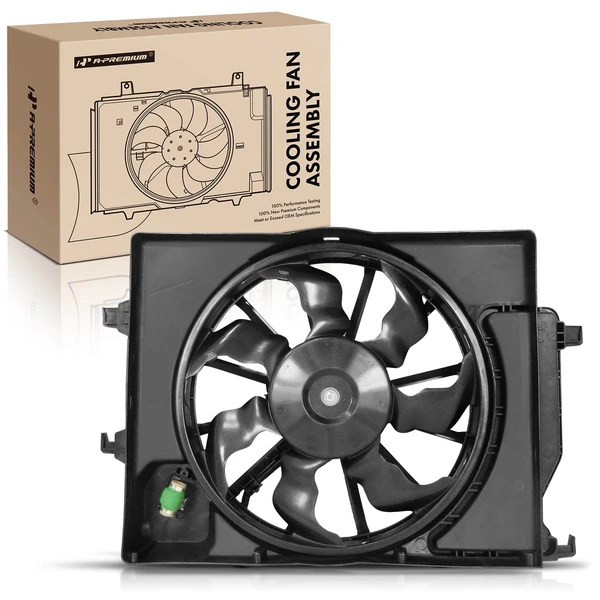Single Radiator Cooling Fan Assembly with Shroud for Kia Rio Hyundai Accent