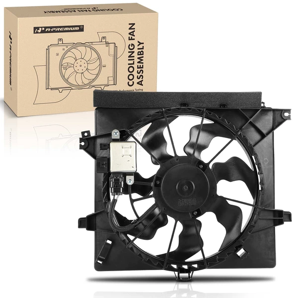 Single Radiator Cooling Fan Assembly with Control Module for Kia Soul 2017-2019