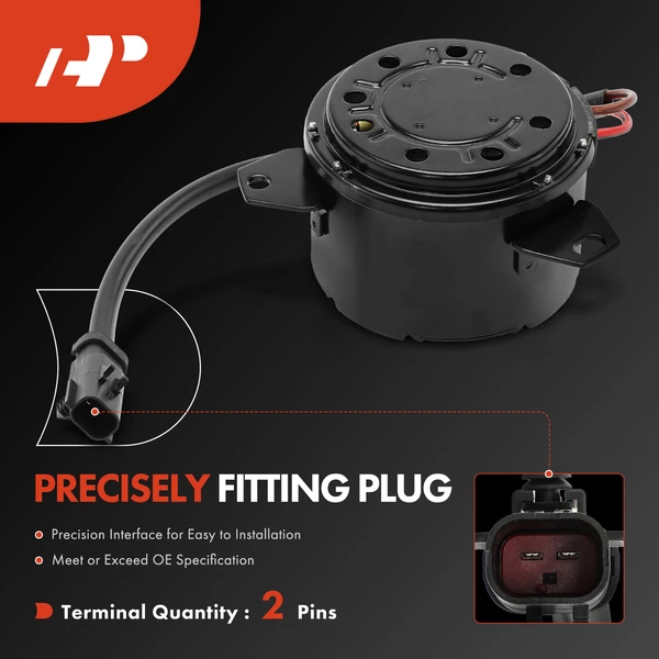 AC Condenser Fan Cooling Motor with 2 Wire Connector for Jeep Liberty 2002-2004