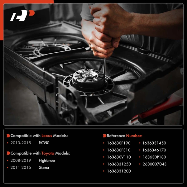 Driver or Passenger Radiator Fan Cooling Motor for Toyota Highlander Sienna