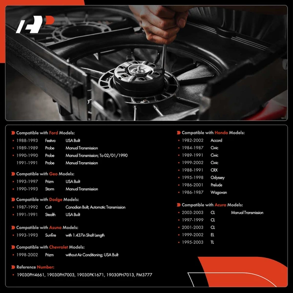 Radiator Fan Cooling Motor for Toyota Camry Honda Civic CRX Acura CL Mazda MX-6