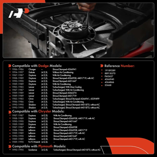 Radiator Fan Cooling Motor for Dodge Charger Dakota Daytona Chrysler Plymouth