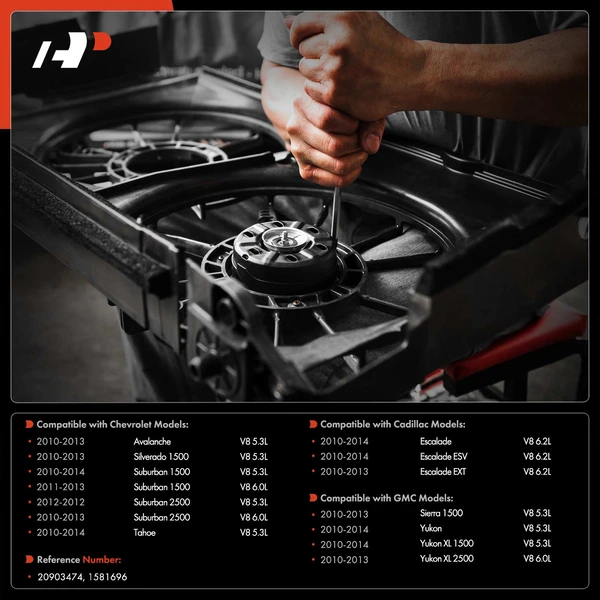 Engine Cooling Fan Motor for Chevrolet Silverado 1500 Tahoe GMC Yukon Cadillac