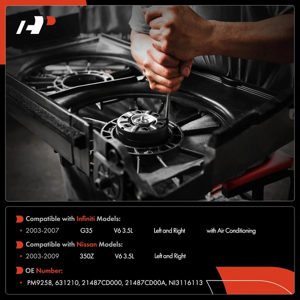 2 Pcs Radiator Fan Cooling Motor for INFINITI G35 03-07 Nissan 350Z 03-09