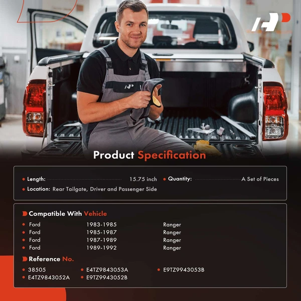 2 Pcs Rear Tailgate Support Cable for Ford Ranger 1983-1992 15.75 in