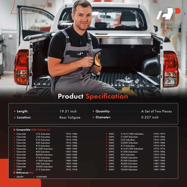 2 Pcs Tailgate Support Cable for Chevy C10 Suburban GMC C15 Suburban