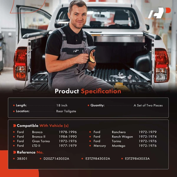 2 Pcs Rear Tailgate Support Cable for Ford Bronco 1978-1996 Ranchero Torino