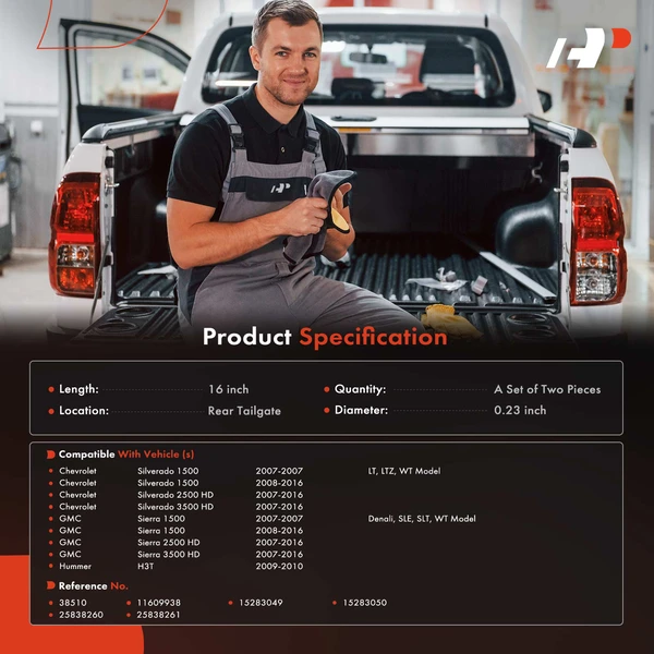 2 Pcs Tailgate Support Cable for Chevy Silverado 1500 07-16 GMC Sierra